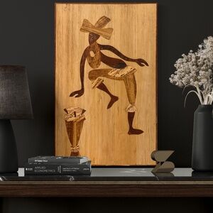 Malian Tribal Hand Carved Wood Art 22" x 14"